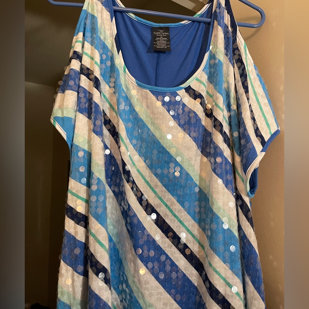 Plus size cold shoulder sequin top